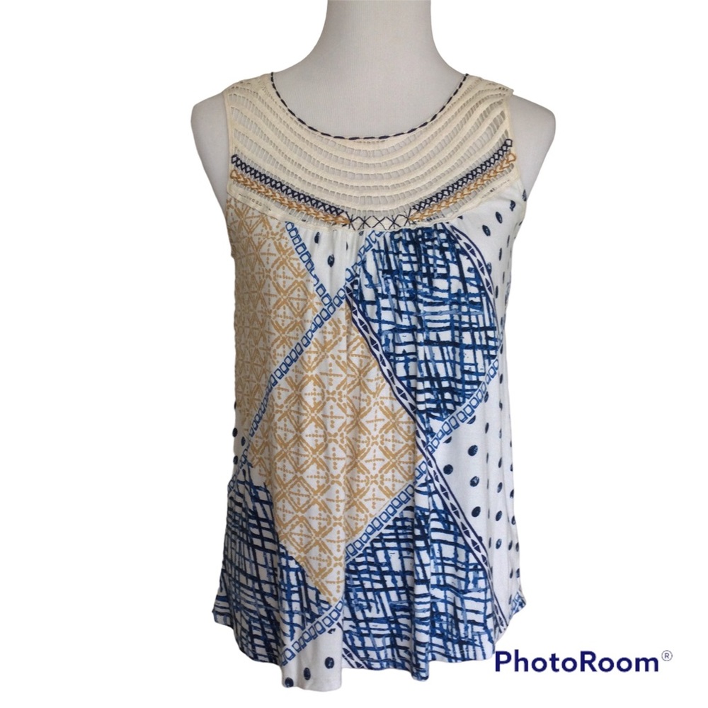 Love Appella for Stitch Fix Mackinley Crochet Yoke Knit Top Sz S
